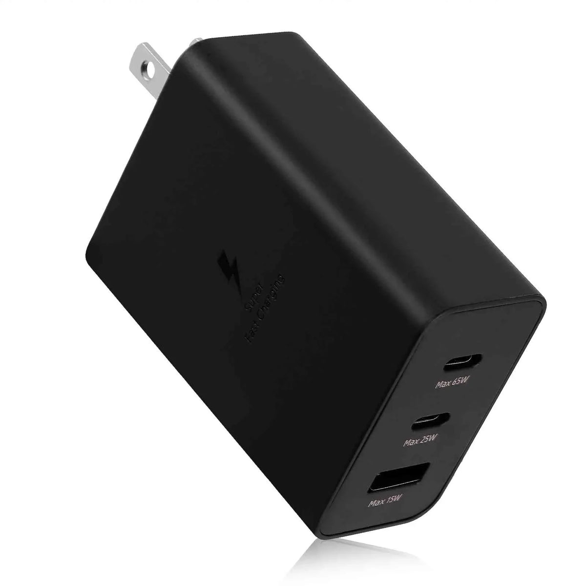 65W Fast Travel Charger with 3 Ports - USB & Dual USB-C - High-Speed Charging for Laptops, Phones vivo Y17/X27 Pro/S1 (China)/X27/iQOO iPhone,  Galaxy, Google Pixel, MacBook, Steam Deck