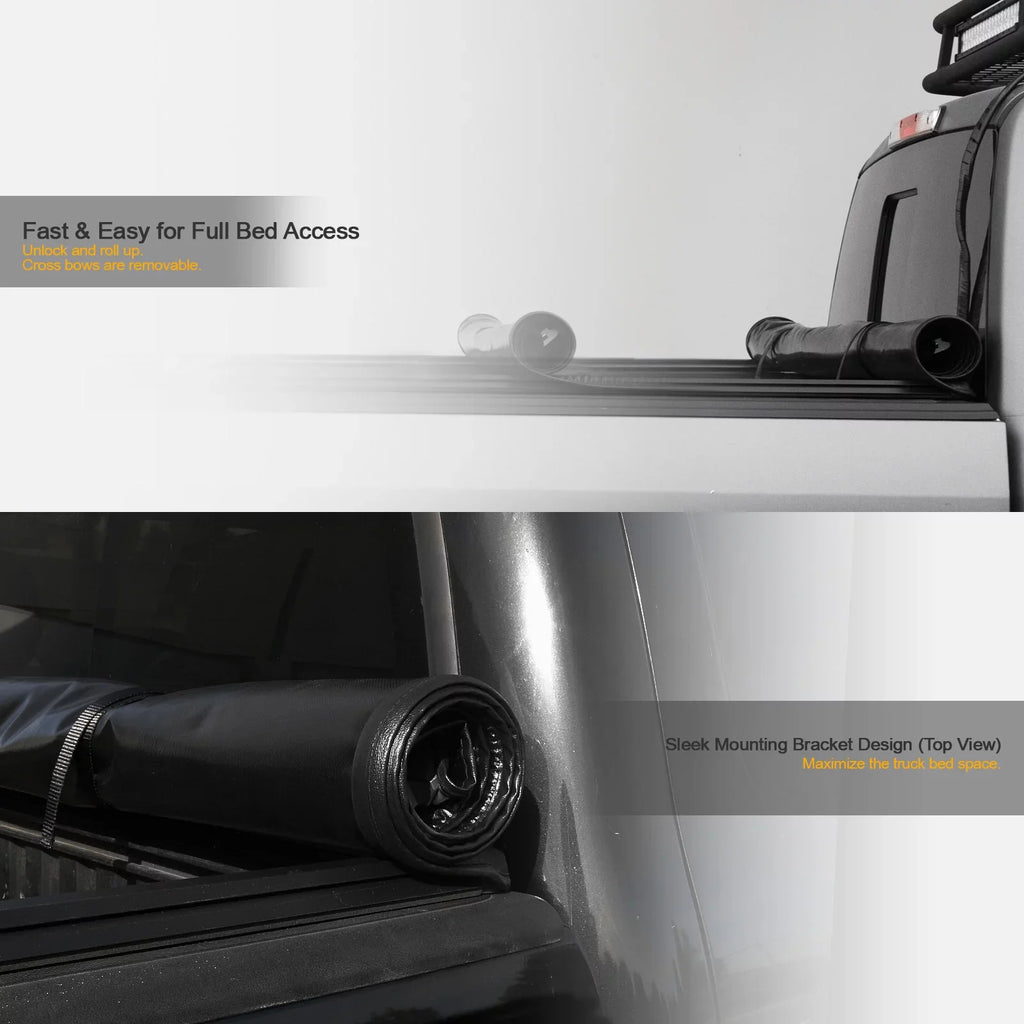 Stehlen 733469493334 Lock And Roll Up Tonneau protector - Black For Ram 1500 2019-2022 New Body Style 5.7 Feet ( 68.4" ) Short Bed