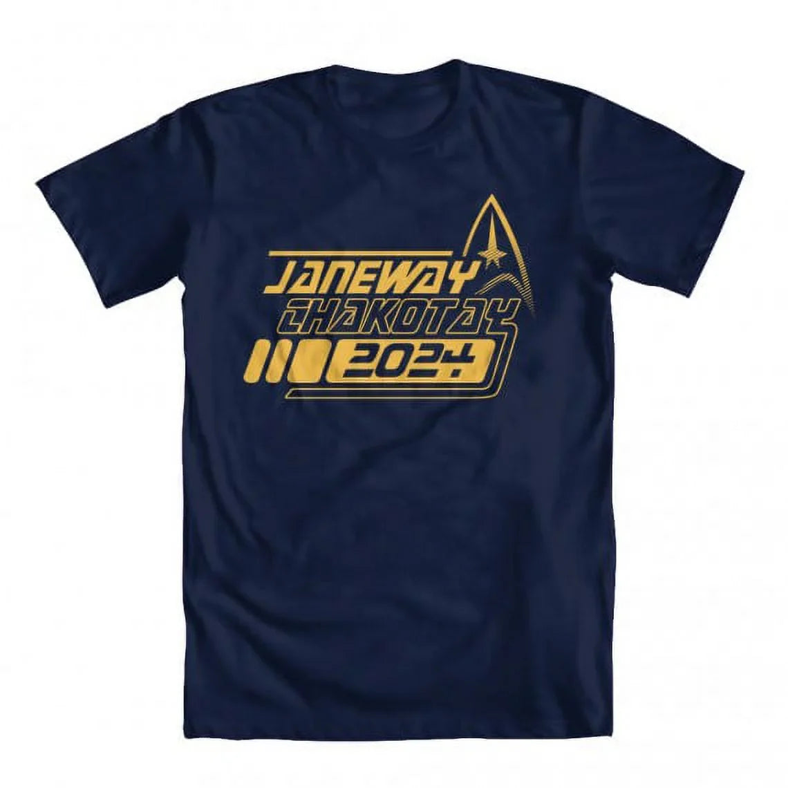 GEEK TEEZ Janeway Chakotay 2024 Original Artwork Inspired by Star Trek Men's T-shirt Blue Large