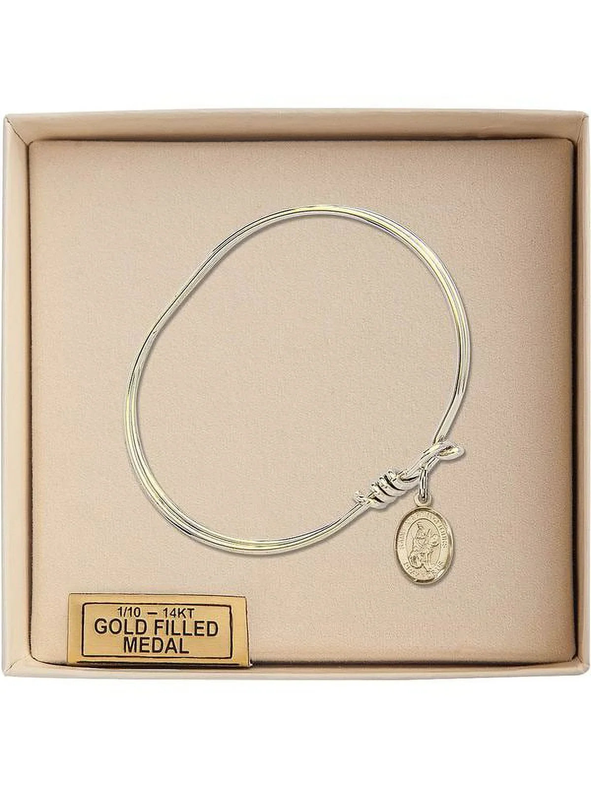 Martin of Tours in Gold-Filled. 5 3/4 inch Oval Eye Hook Bangle Bracelet w/ St