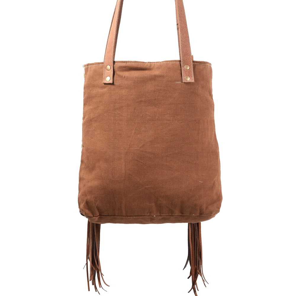 KB OHLAY KB367 TOTE Hand Tooled Upcycled Wool Upcycled Canvas Genuine Leather women bag western handbag purse