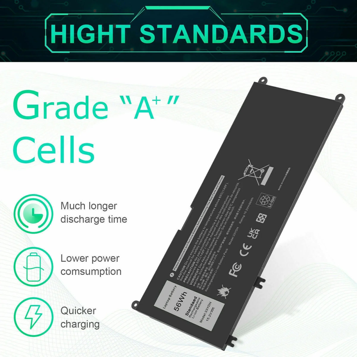 33YDH Laptop Battery For  Latitude 3380 3590 3580 3480 3490 W7NKD P30E001 US