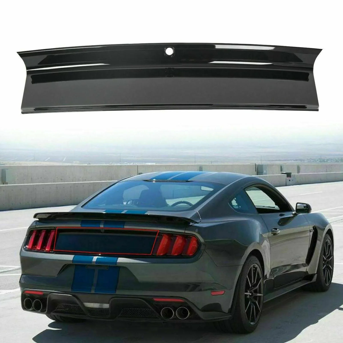 For 2015-2018  Mustang GT Gloss Black Rear Trunk Decklid Panel Trim protector