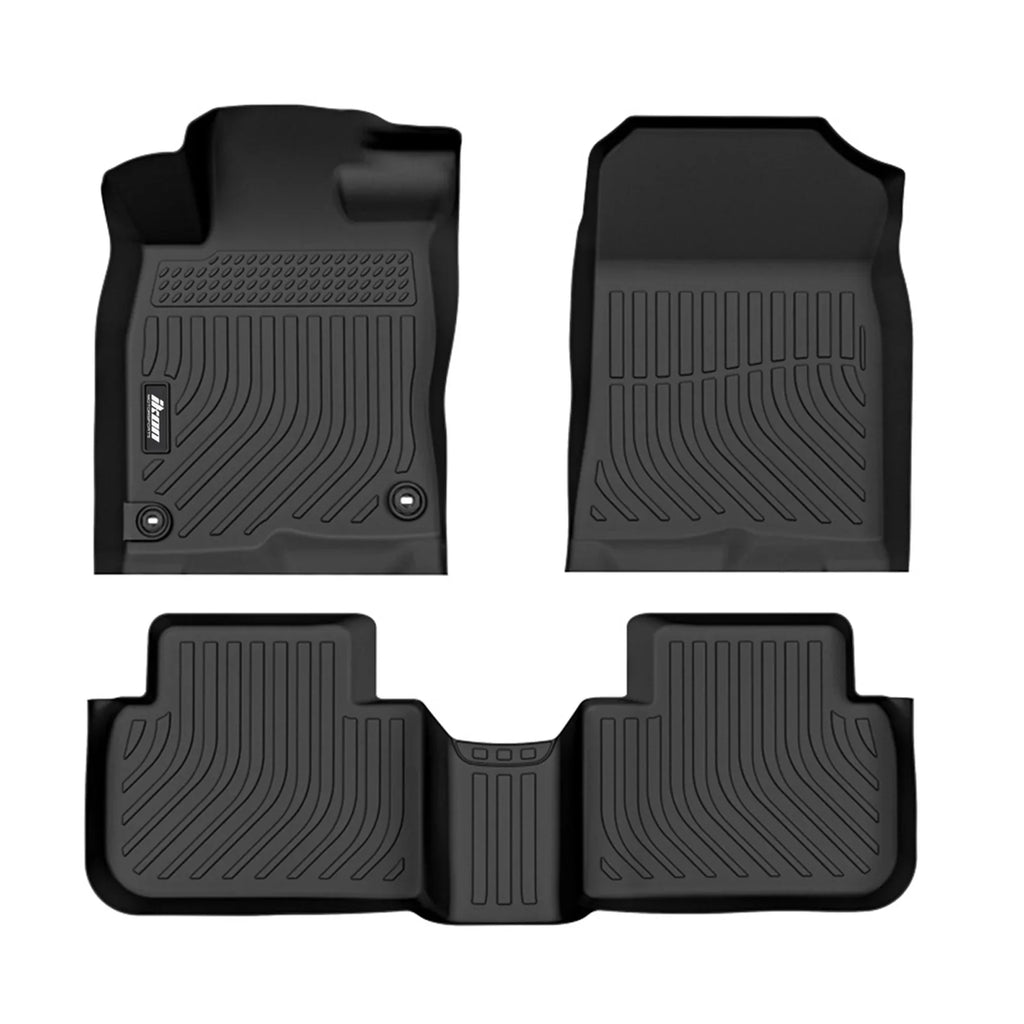 Ikon Motorsports 3D TPE Floor Mats + Trunk Mat, matching with 2022-2024 Honda Civic Black All climate Waterproof Anti-Slip Floor Liners Front & 2nd Row Full Set Interior Storage shield Accessories