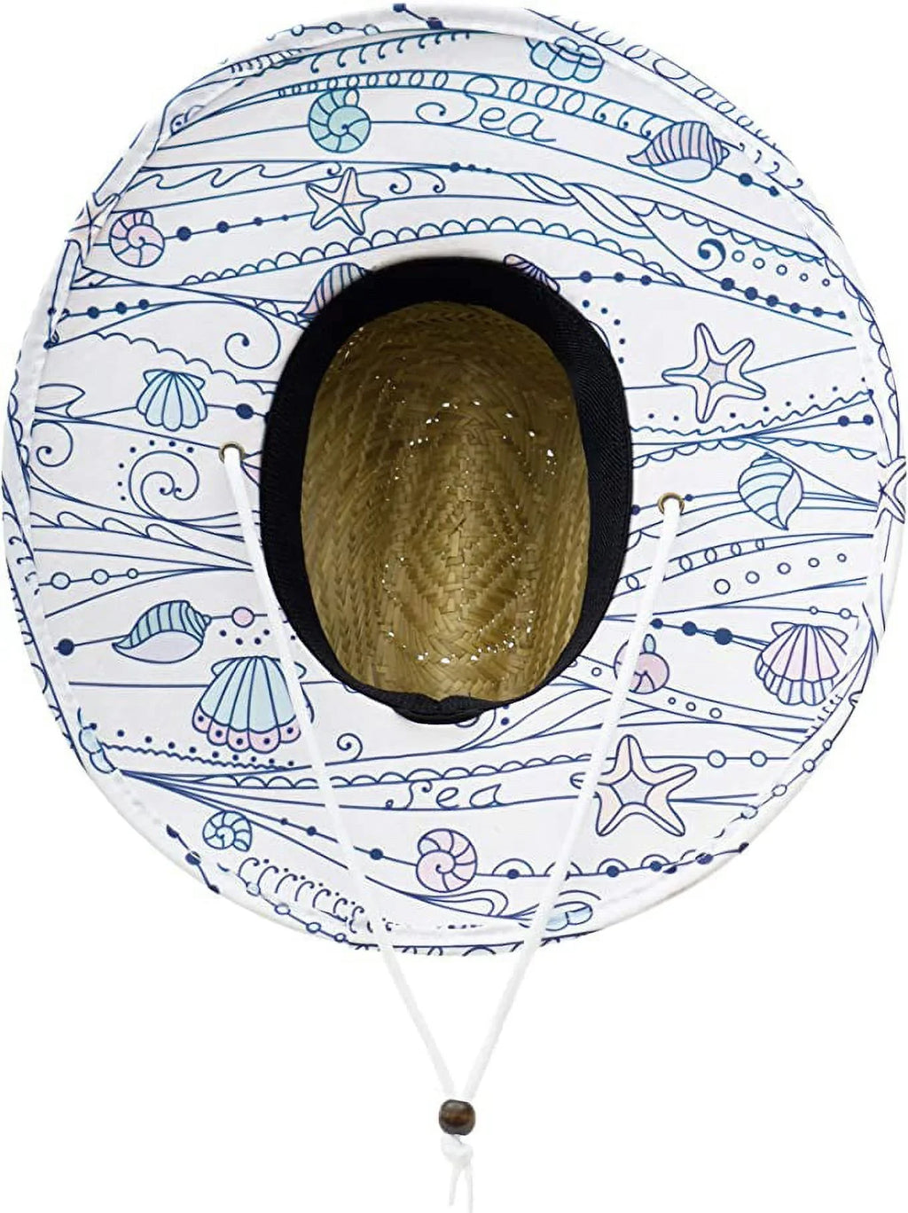 Shells Kids Fabric Pattern Print Straw Children's Sunhat, Boy & Girl, Ages 3+, Lifeguard Hat, Beach, Swim, Cruise, Paddle Board, vessel, Fishing, Fits All, Malabar Hat