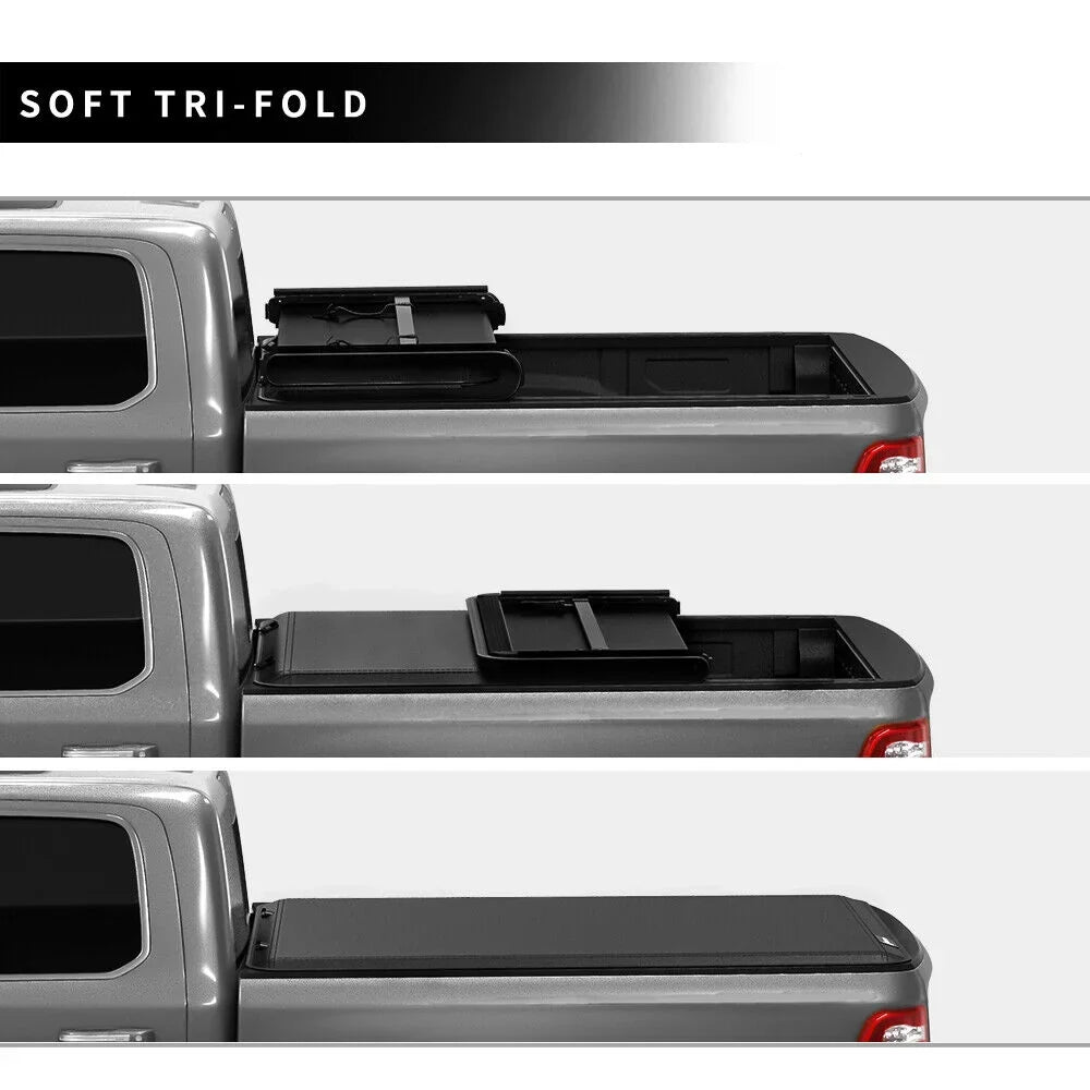Ledkingdomus 5.7 ft Bed Soft Tri-Fold Truck Bed Tonneau shield matching with 2019-2023 Dodge Ram 1500