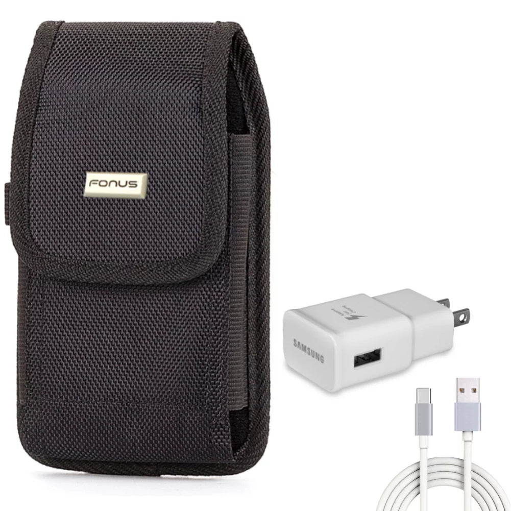 6ft USB Cable Type-C Fast Home Charger w Holster Rugged Case Belt Clip for  Redmi Note 7 10 Pro, Mi 9T - ZTE Blade Z Max X1 5G 10, Axon 10 Pro, 11 Prime 2S