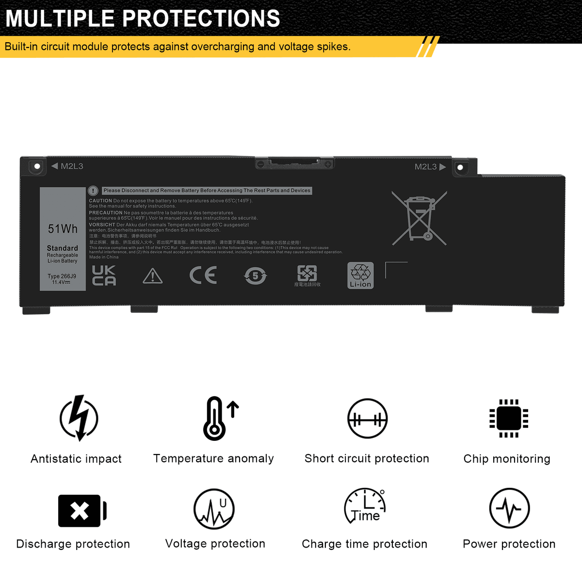 For  Battery G3 15 3590 51Wh 11.4V 4265mAh 415CG M4GWP PN1VN 266J9