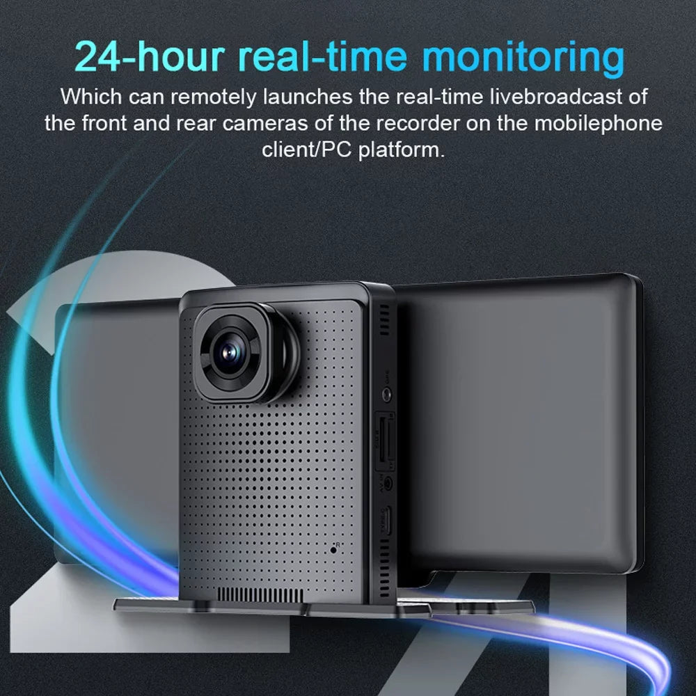 Gecheer Multi-language Dual Lens Car Video Recorder Auto Dash Cam Car  Recorder Night Viewing 10.26in DVR 170 Degree Wide Angle Car Global Positioning System Navigation