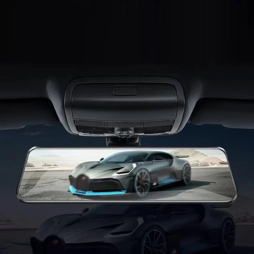 9.66 Inch Touchscreen Dual Camera DVR Dash Cam - 1080P Front & Rear Driving Recorder - Wide Angle Support, Night-Vision, Parking Monitor, Motion Detection - Collision Locking Loop
