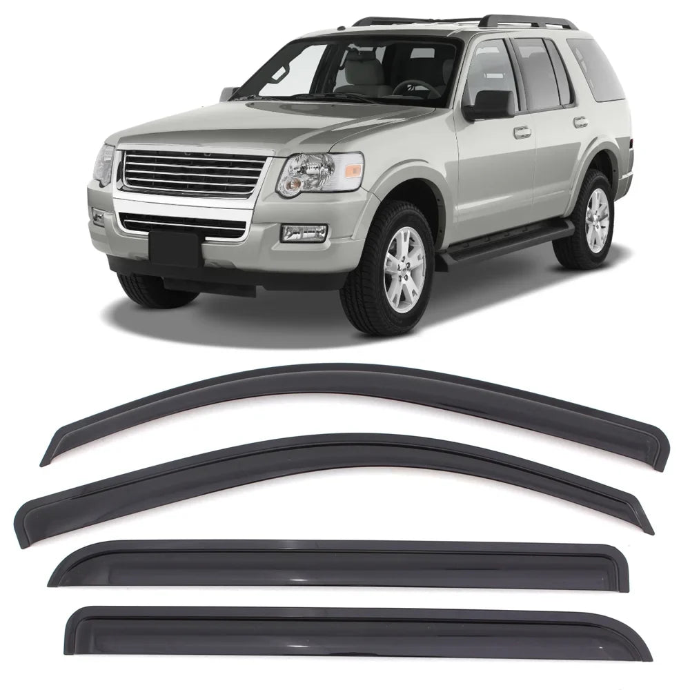 Ikon Motorsports suitable with 11-19  Explorer Acrylic Window Visors Vent Deflector Rain Guard 4Pc Set Outside Mount 2011 2012 2013 2014 2015 2016 2017 2018