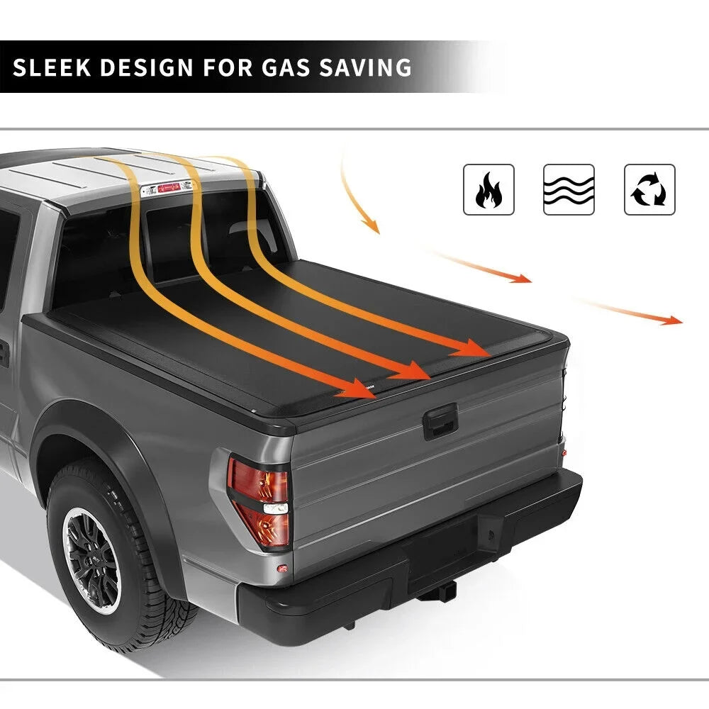 Ledkingdomus 5.7 ft Bed Soft Tri-Fold Truck Bed Tonneau shield matching with 2019-2023 Dodge Ram 1500