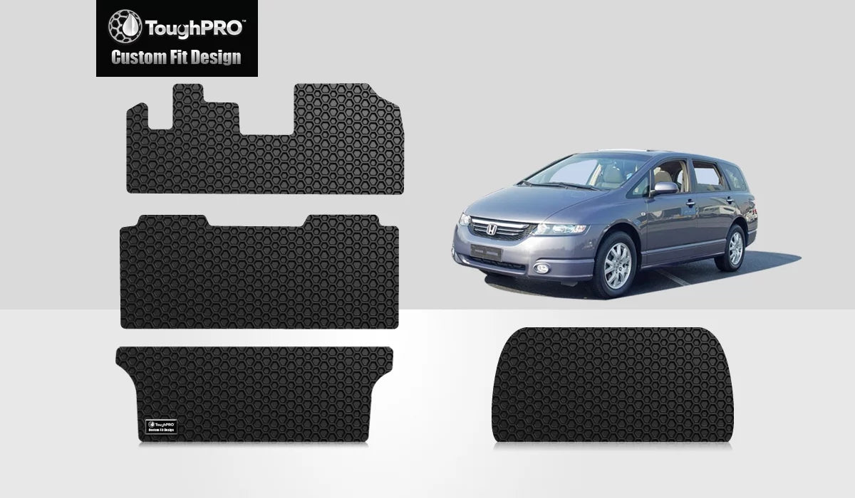 ToughPRO - Full Set with Cargo Mats appropriate with HONDA Odyssey - All atmospheric conditions Heavy Duty (Made in USA) - Black Rubber - 2001