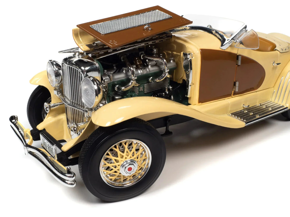 1935 Duesenberg SSJ Speedster Yukon Gold and Chocolate Brown 1/18 Diecast Model Car by Auto World