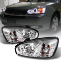 AKKON - For 2004-2007 Chevy Malibu LED Dual Halo DRL Projector Headlights Chrome Housing  w/ Turn Signal Lamps