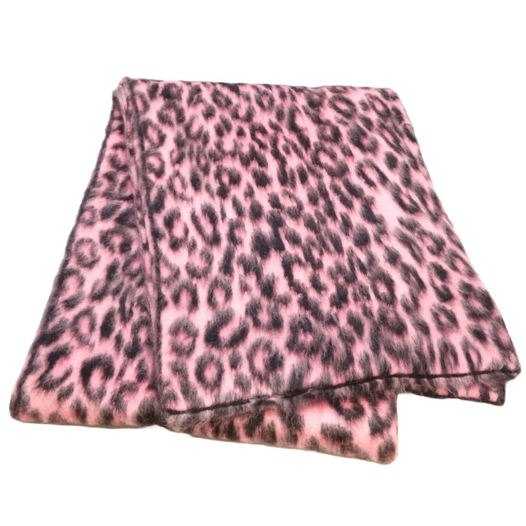 Pre-Owned CELINE Shawl Scarf Leopard Print Mohair x Nylon Pink Black 180357 (Good)