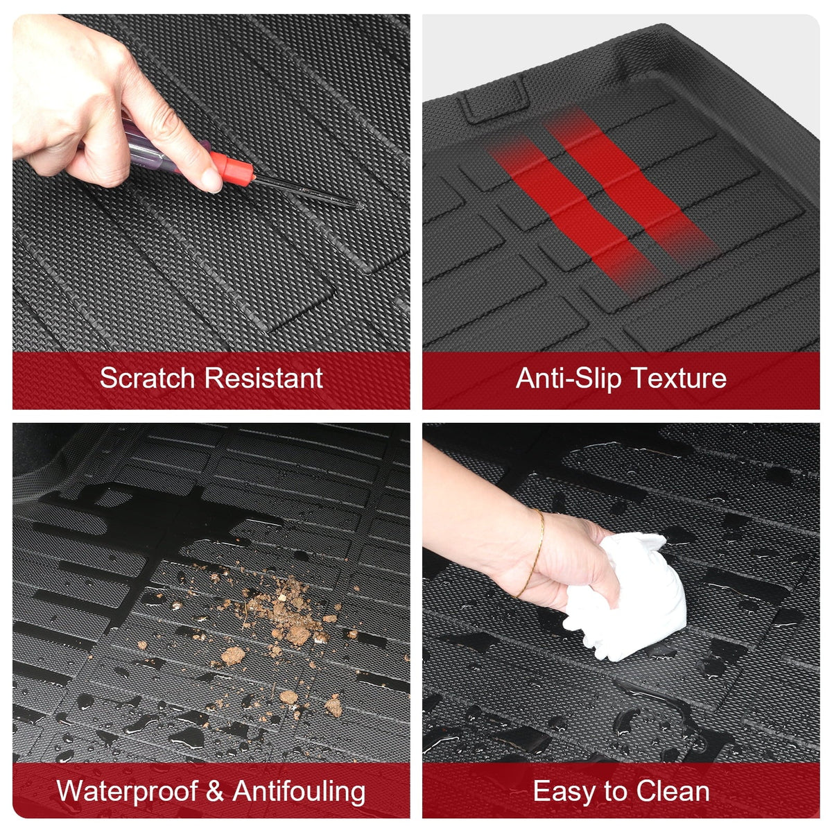 Ikon Motorsports Trunk Mat appropriate With 2023 Honda CR-V, Black 3D Molded Car Rear Carpets Liner Protection TPE Thermo Plastic Elastomer All climate Boot Tray shield Protector Pad