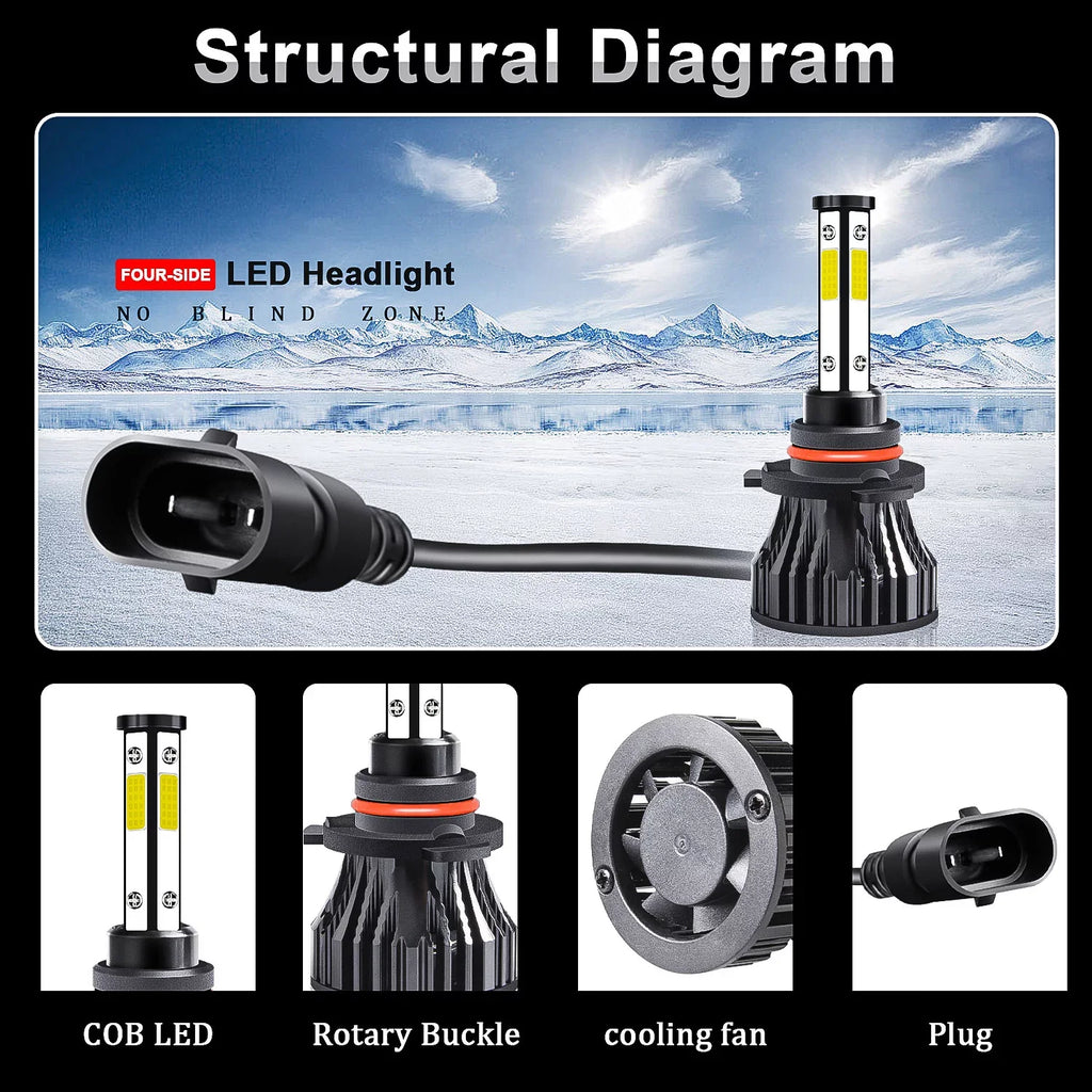 BMZONCC For  F-150 2015 2016 2018 2019 2020 Front LED Headlight High/Low Beam+Fog Light Bulbs 6000k