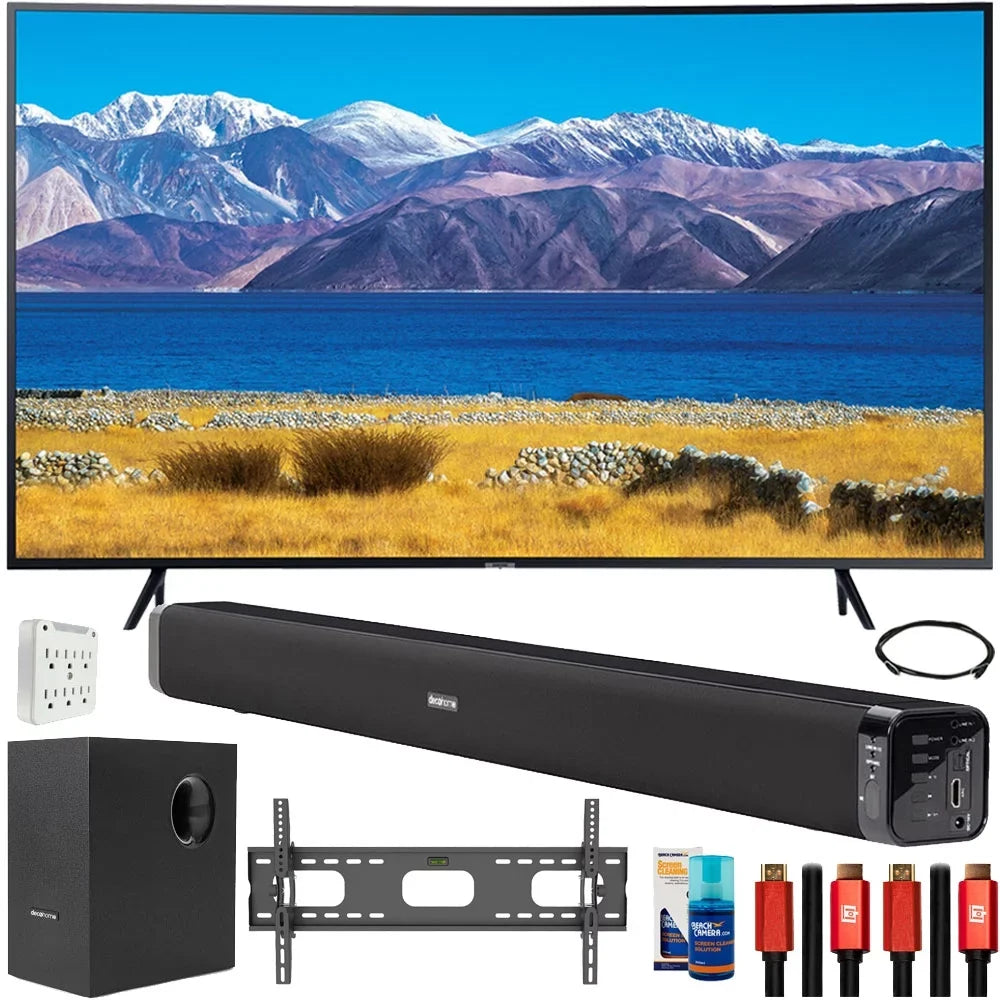 UN55TU8300 55" HDR 4K UHD Smart Curved TV (2020) Bundle with Deco Gear Home Theater Soundbar