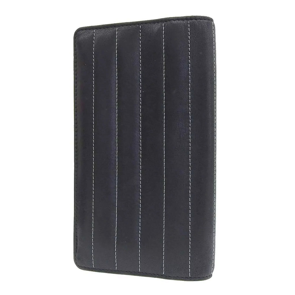 10 A30043 (Good). Pre-Owned Chanel CHANEL Mademoiselle Line Coco Mark Logo Stripe Long Wallet No