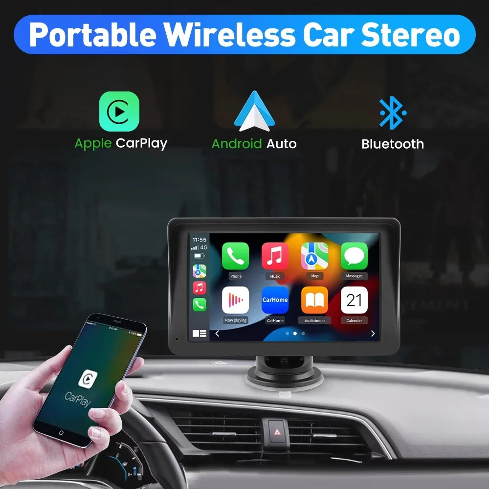 Awesafe 7 inch Touch Screen Wireless  Carplay Car Stereo with Android Auto Support Bluetooth , GPS Navigation,FM Audio, Music, Video