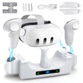 EEEkit Charging Station Fit for Oculus/Meta Quest 3 Headset and Controller, Dual-use Charging Stand with 2 Rechargeable Batteries, Battery wrap, Wall Mount Charging Dock