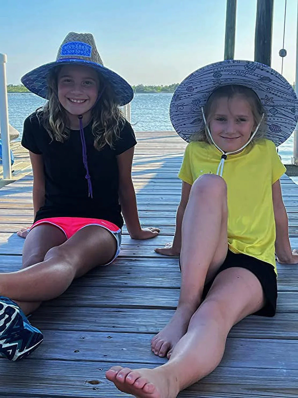 Shells Kids Fabric Pattern Print Straw Children's Sunhat, Boy & Girl, Ages 3+, Lifeguard Hat, Beach, Swim, Cruise, Paddle Board, vessel, Fishing, Fits All, Malabar Hat
