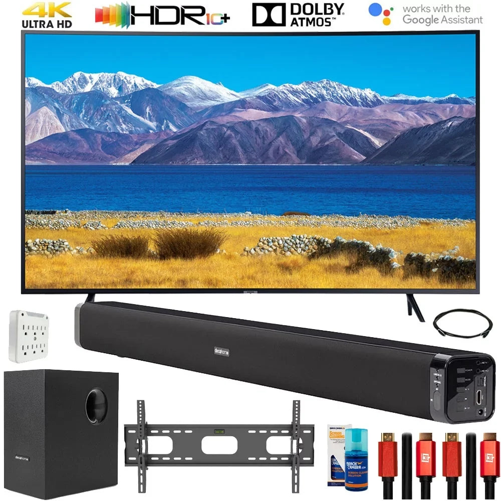 UN55TU8300 55" HDR 4K UHD Smart Curved TV (2020) Bundle with Deco Gear Home Theater Soundbar