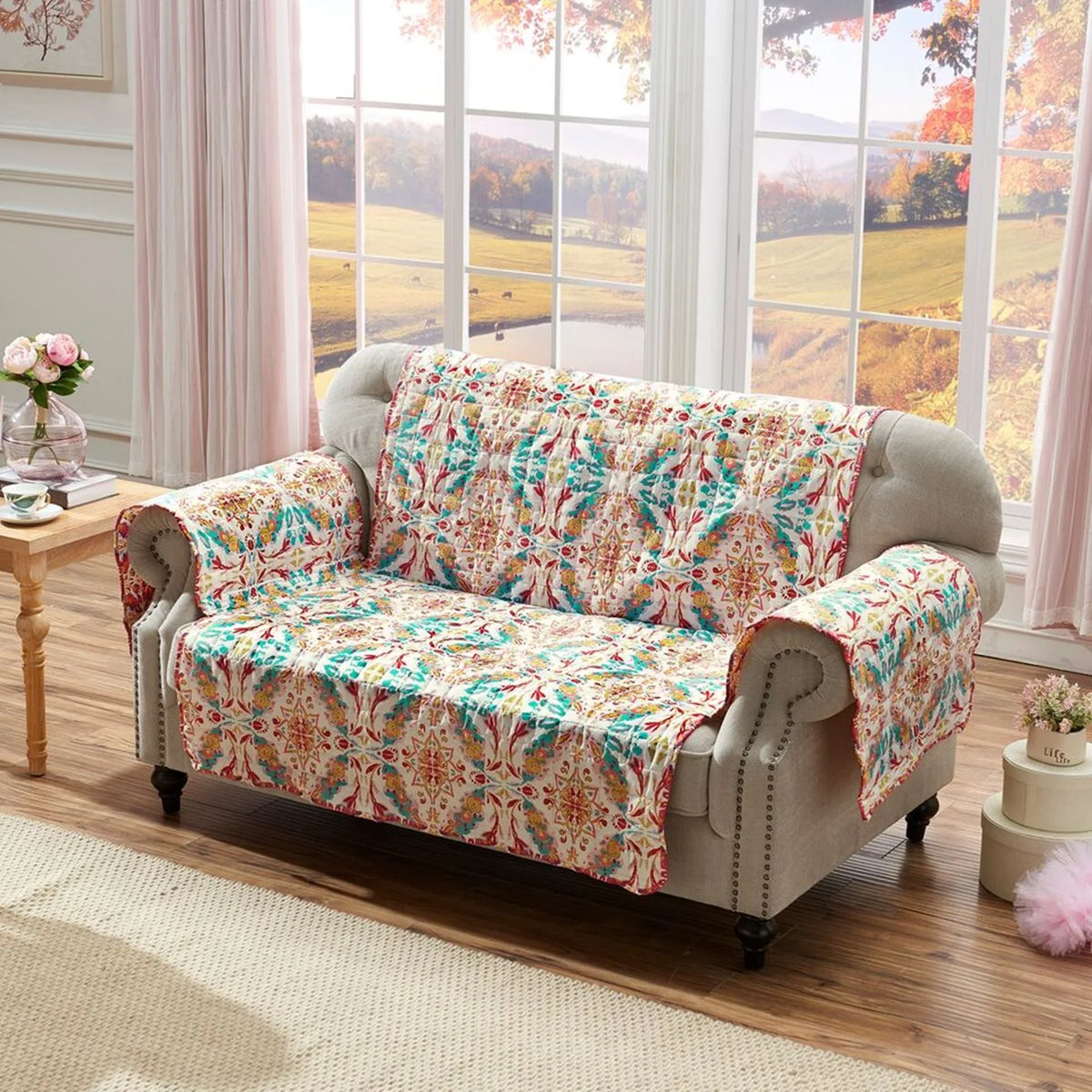 Greenland Home Fashion Joannas High high-grade Reversible Deluxe Furniture Protector - Loveseat, Multi 103x76"
