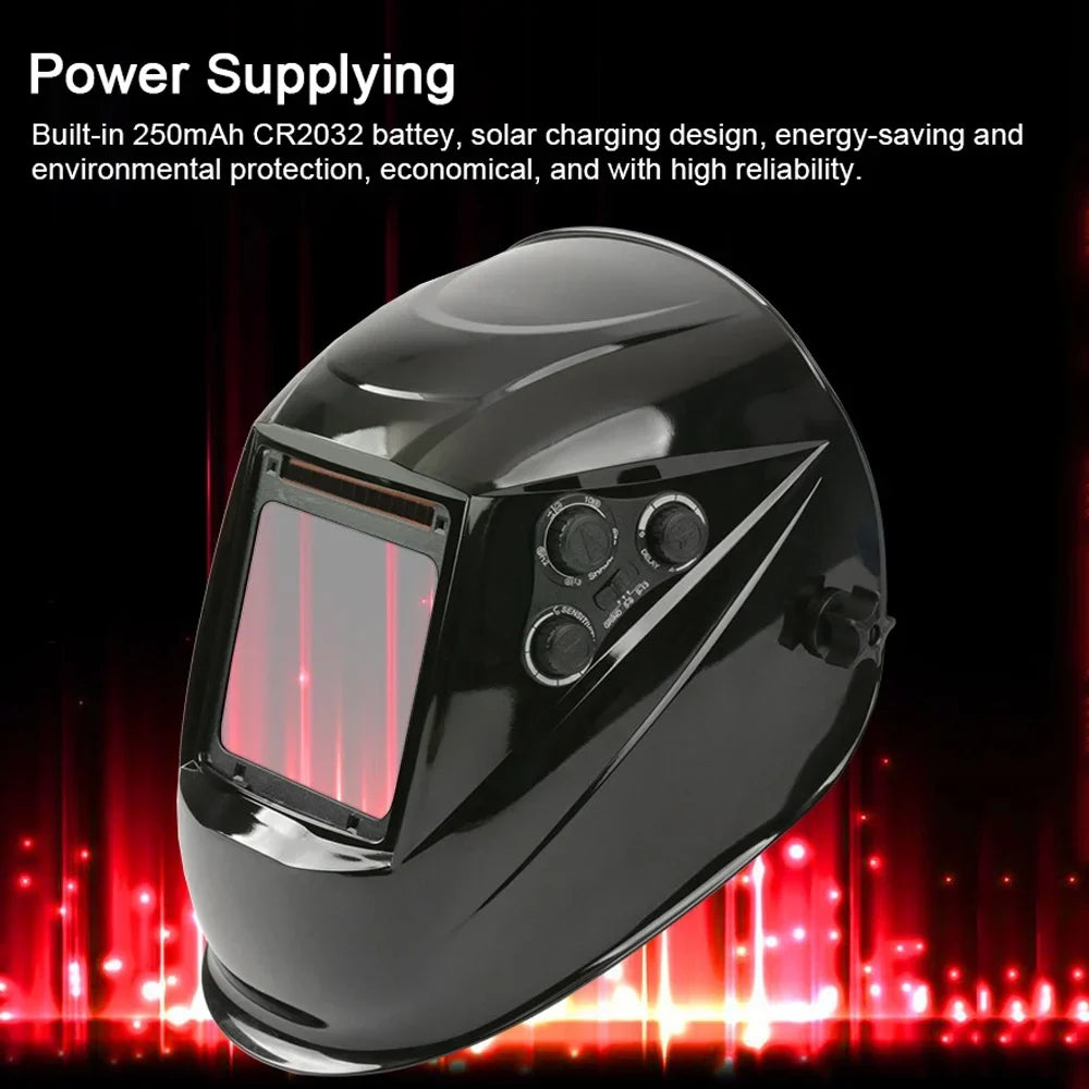 Yabuy Solar Charging Automatic Dimming Welding Large View True Color Welding Facemask 130℃ High Temperature immune Auto Darkening Facemask for Arc Welding Grinding Cutting