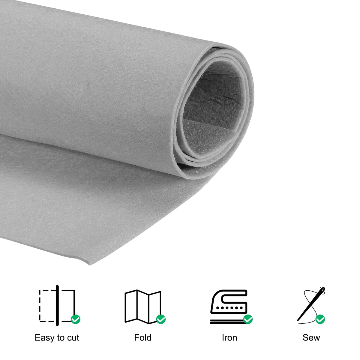 Acrylic Soft Felt Fabric Sheets Fiber Sheets Silver Tone 70x39 Inch 2mm Thick