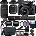 EOS 4000D/Rebel T100 DSLR Camera w/ EF-S 18-55mm F/3.5-5.6 Zoom Lens+ EF 75-300mm III Lens+500mm f/8.0 Telephoto Lens+case+128Memory Cards (24PC)