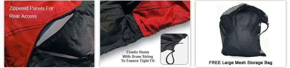 Weatherproof Jet Ski shield For SEA DOO GTX SC 2005 - RED / Black Color - All climate - Trailerable - Protects from Rain, Sun, UV Rays, And More! Includes Trailer Straps And Storage Bag