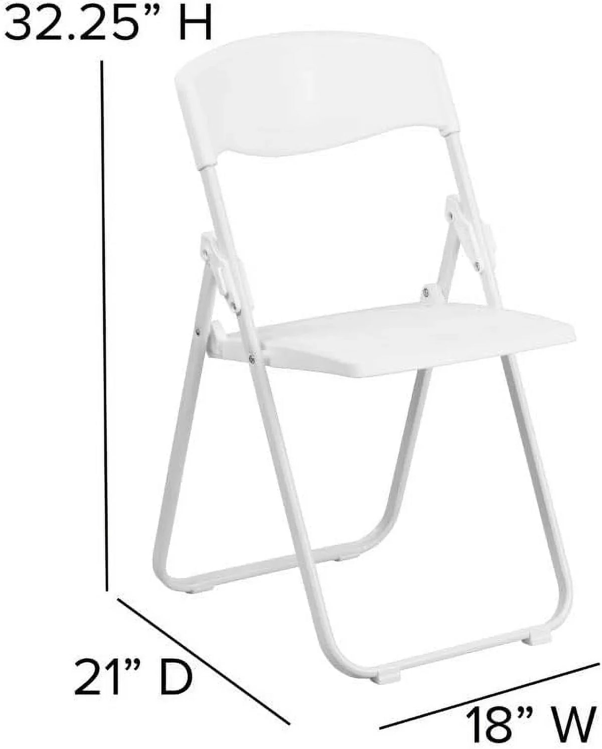 Capacity Heavy Duty White Plastic Folding Chair With Built-In Ganging Brackets. 2 Pack HERCULES Series 500 Lb