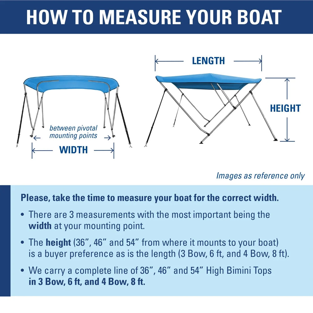 L x 73" - 78" W Solution Dye BLACK. Bimini Top vessel wrap 46" High 3 Bow 6' ft