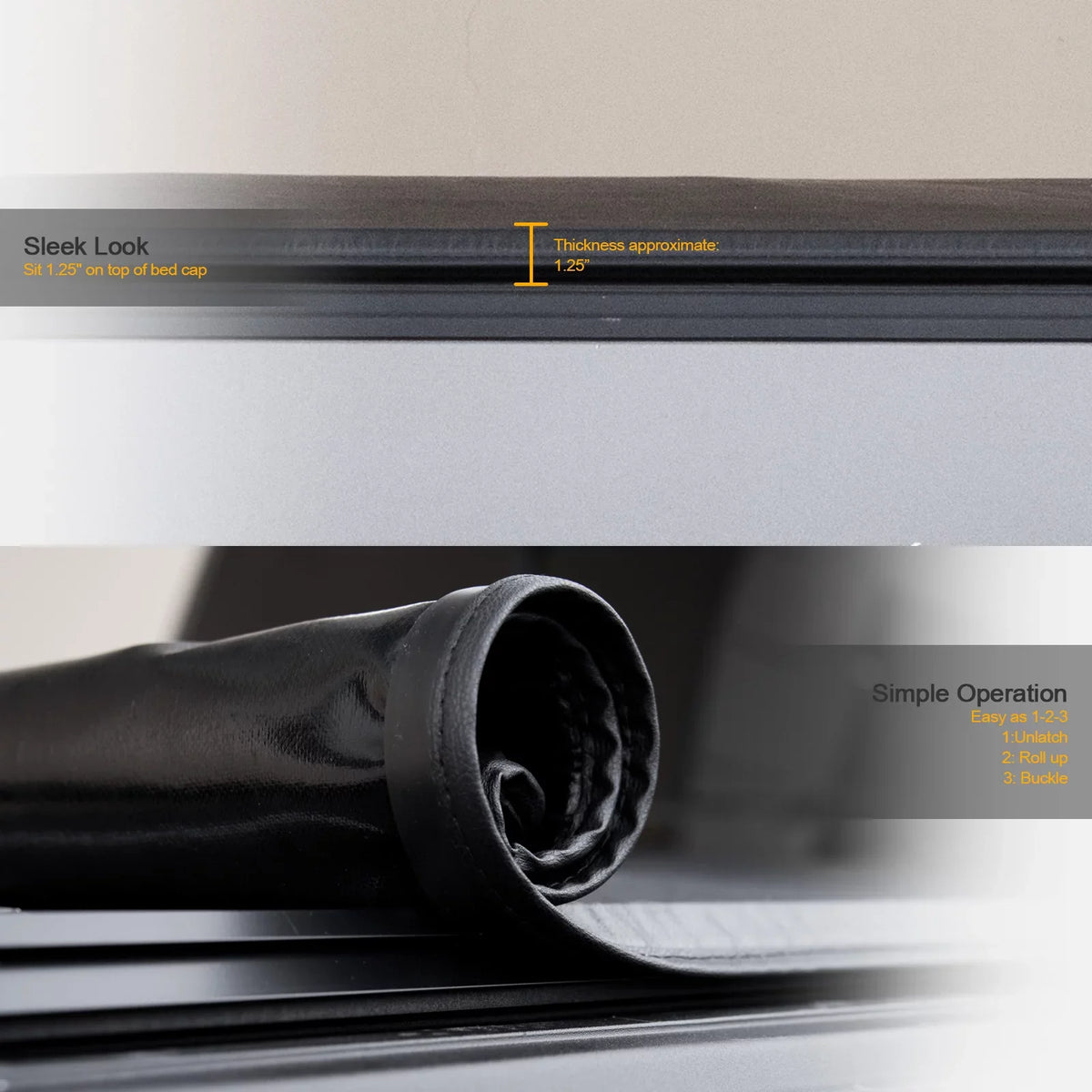Stehlen 733469493334 Lock And Roll Up Tonneau protector - Black For Ram 1500 2019-2022 New Body Style 5.7 Feet ( 68.4" ) Short Bed