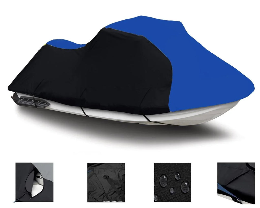 BLACK / BLUE HEAVY-DUTY, TOP OF THE LINE shield appropriate for Polaris Pro 1200 2000 2001 Jet Ski protector Watercraft ship Covers 1-2 Seater