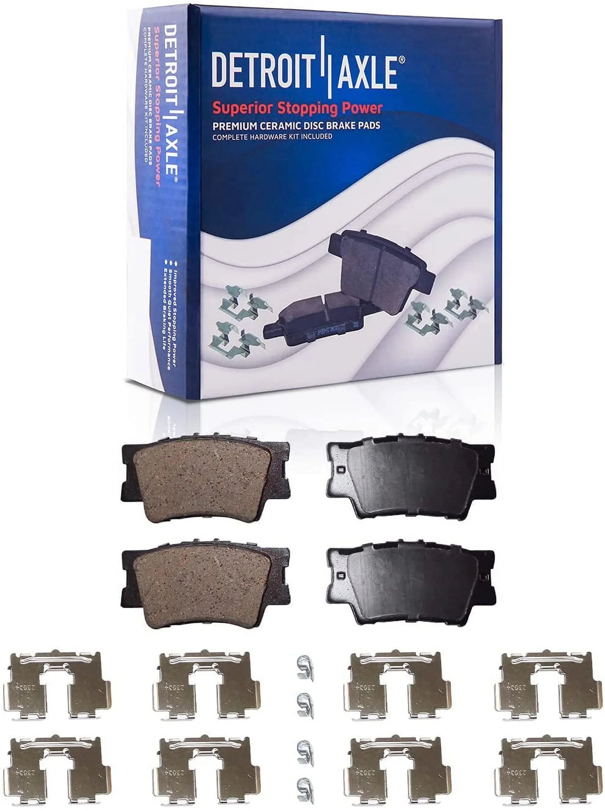 Detroit Axle - Brake Pads for 07-17  Camry 08-18 Avalon Lexus ES300h, 07-18 ES350, 4 Ceramic Brake Pads Front & Rear 2008 2009 2010 2011 2012 2013 2014 2015 2016 2017 Replacement