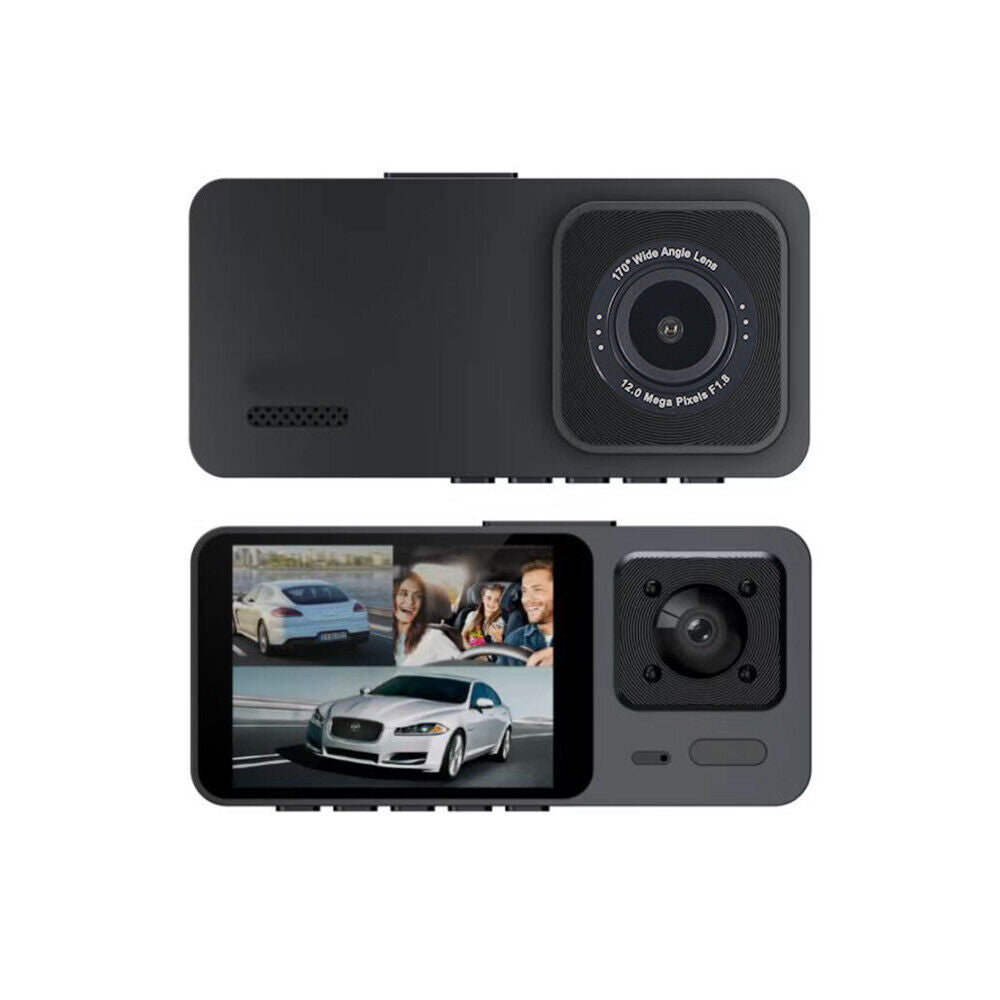 Paddsun Car Dual Lens Dash Camera Cam HD 1080P Front/Rear/Inside Video Recorder G-Sensor