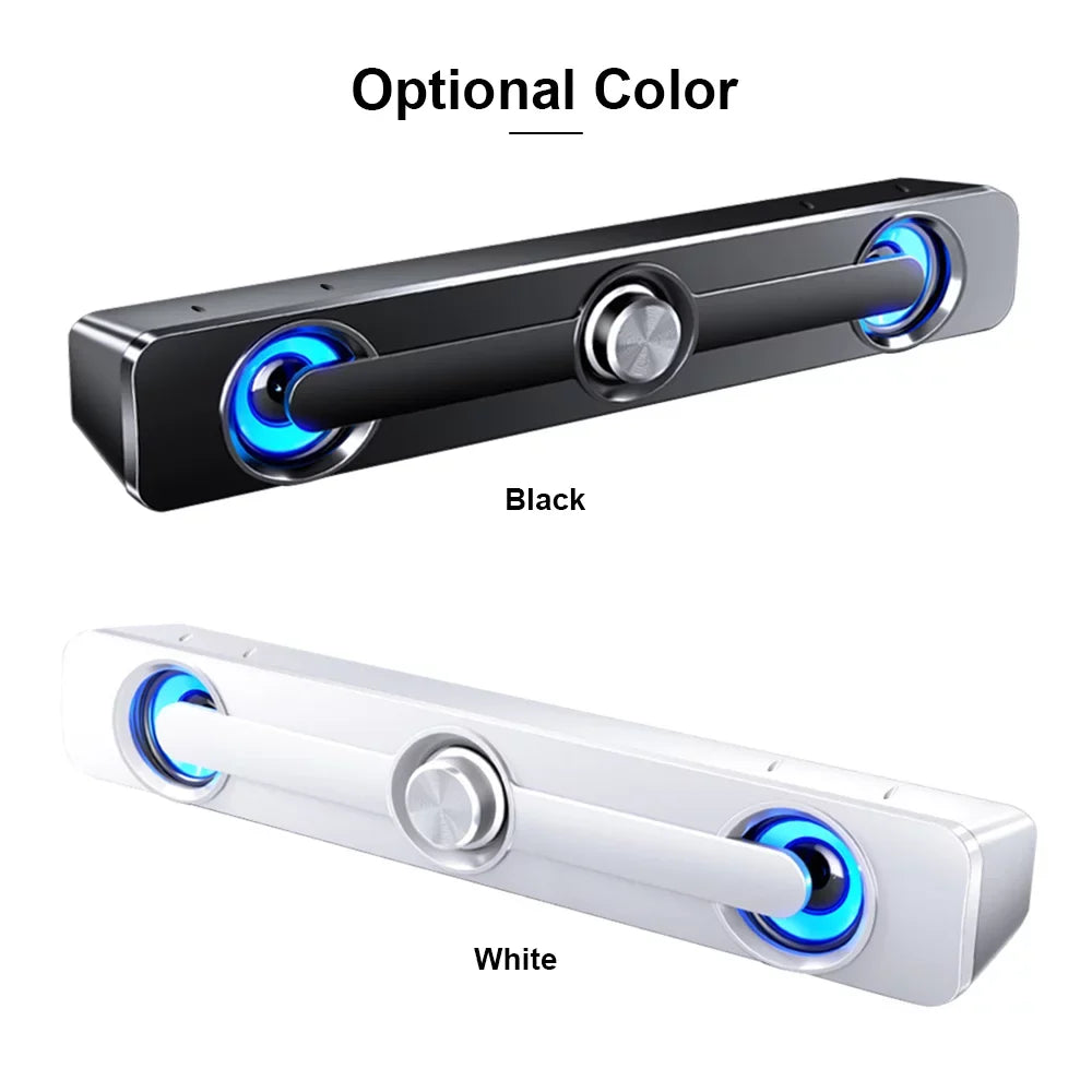 Carevas V-111 Computer Speaker USB Wired Powerful Bar Stereo Subwoofer Bass Speaker Surround Sound Box for PC Laptop Phone Tablet MP3 MP4