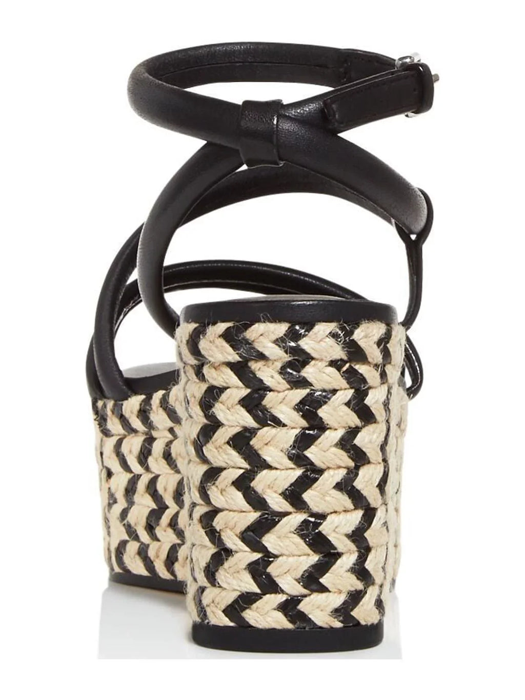 REBECCA MINKOFF Womens Black 2" Platform Jute Wrapped Strappy Adjustable Asymmetrical Ankle Strap Josefia Round Toe Wedge Buckle Leather Espadrille Shoes 5.5 M
