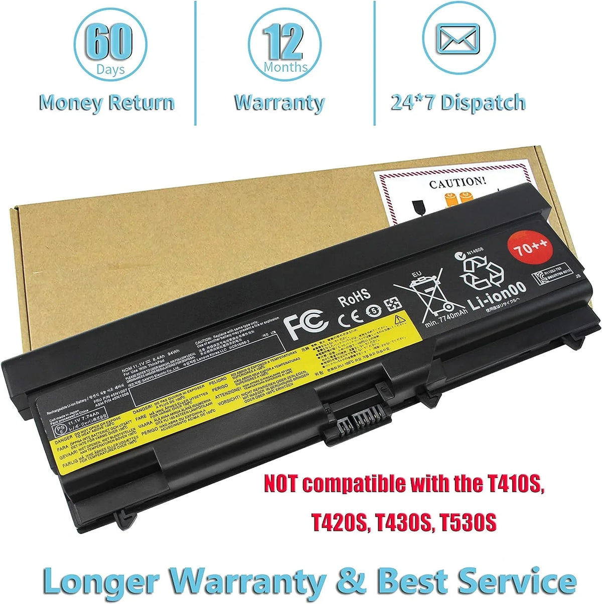 Bovekeey T430 W510 70++ 0A36303 y 94Wh for  ThinkPad T420 T410 T530 T520 T510 W530 W520 L430 L420 L412 L530