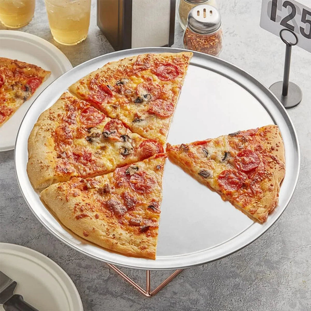 TrueCraftware- Set of 3 Aluminum 16” Pizza Tray Pan Wide Rim- Bakeware Round Pizza Pan Pizza Tray Baking Tray Round Baking Tray for Home Kitchen Pizzeria & Restaurants