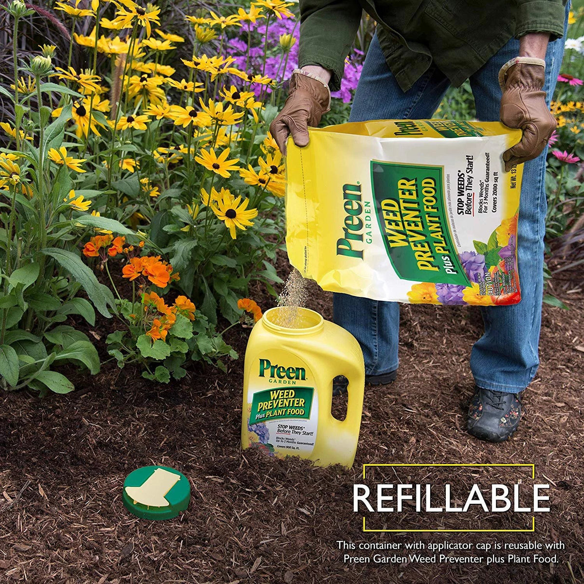 ft.. - Covers 900 sq. Preen 2164108 Garden Weed Preventer + Plant Food - 5.625 lb