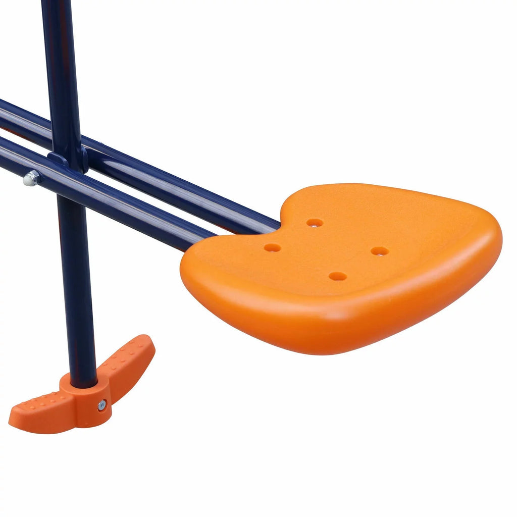 ZENSTYLE Double Metal Swing Set W/ 2 Saucer Swing Seats, 1 Seesaw for Outdoor, Backyard - Kids Toddler Toy, All elements immune