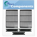 2 BBQ Grill Cooking Grates & 3 Heat Shield Plate Tent Replacement Parts for Charmglow 810-6320-V - appropriate Barbeque Porcelain Enameled Cast Iron Grid 19" & Flame Tamer, Flavorizer Bar