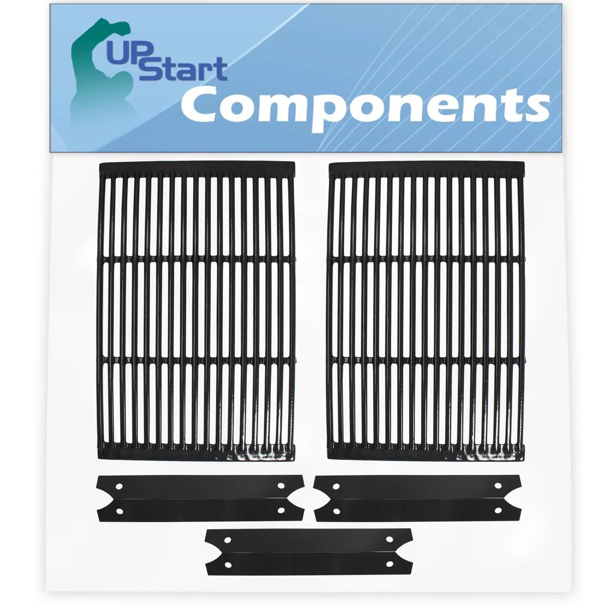 2 BBQ Grill Cooking Grates & 3 Heat Shield Plate Tent Replacement Parts for Charmglow 810-7440-S - matching Barbeque Porcelain Enameled Cast Iron Grid 19" & Flame Tamer, Flavorizer Bar