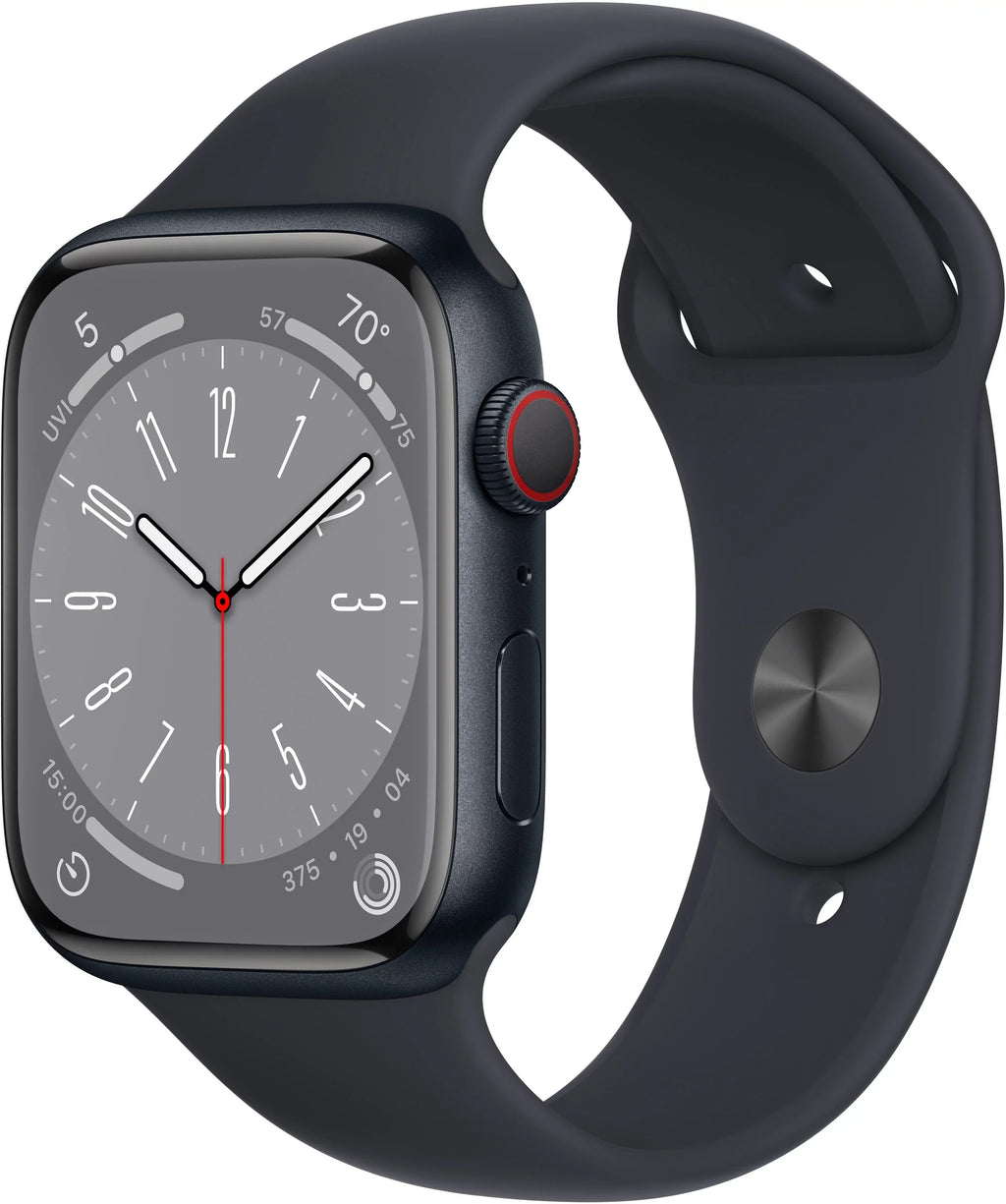 Restored  Watch Gen 8 Series 8 Cell 45mm Midnight Aluminum Midnight Sport Band MNVL3LL/A (Refurbished)