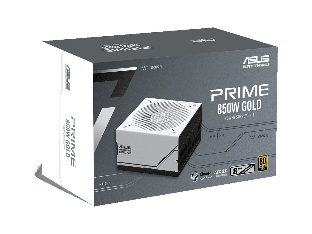 Prime 850W Gold (850 Watt, ATX 3.0 appropriate, Fully Modular Power Supply, 80+ Gold Certified, Dual Ball Bearings, Two Color Options in One, 8-Year Warranty)