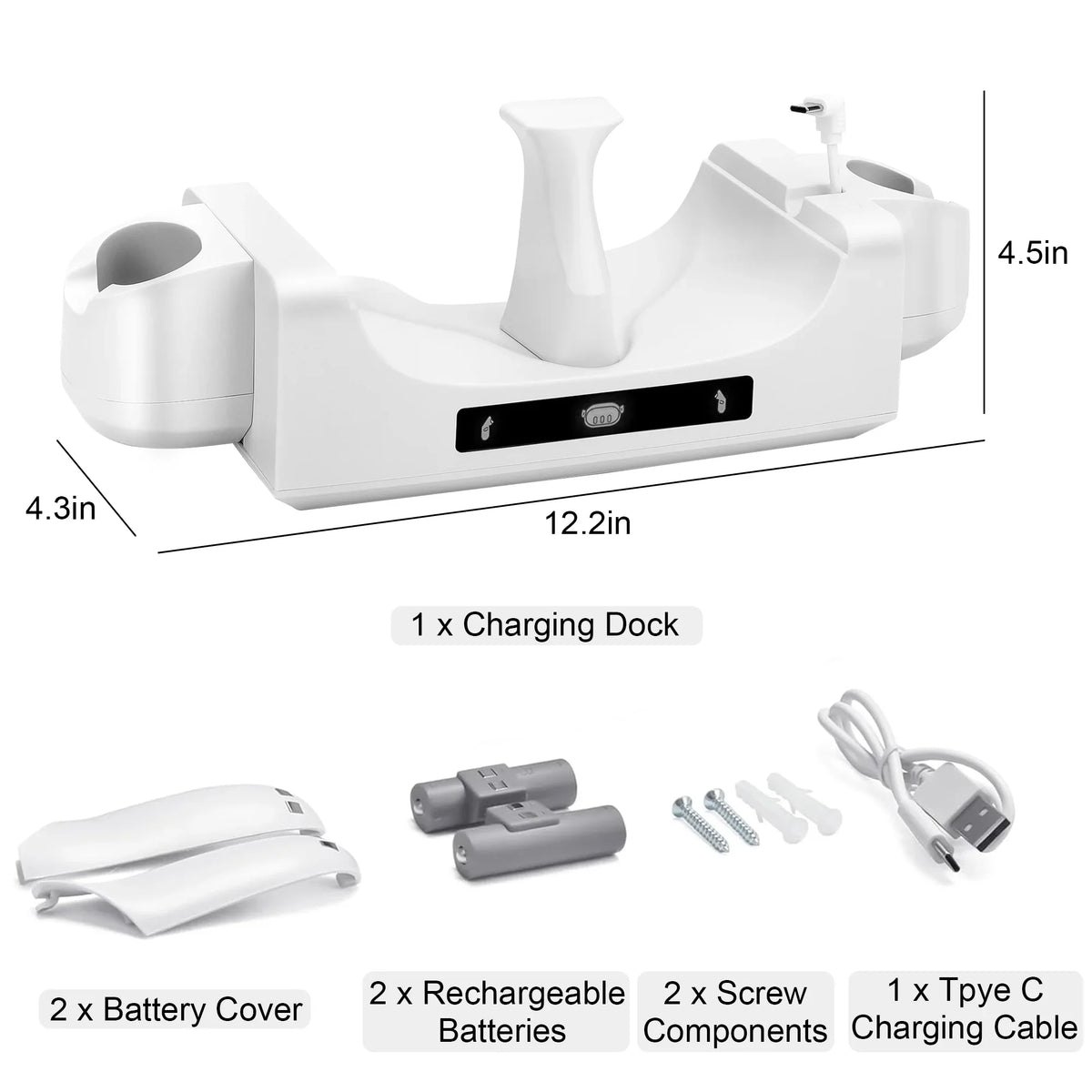 EEEkit Charging Station Fit for Oculus/Meta Quest 3 Headset and Controller, Dual-use Charging Stand with 2 Rechargeable Batteries, Battery wrap, Wall Mount Charging Dock